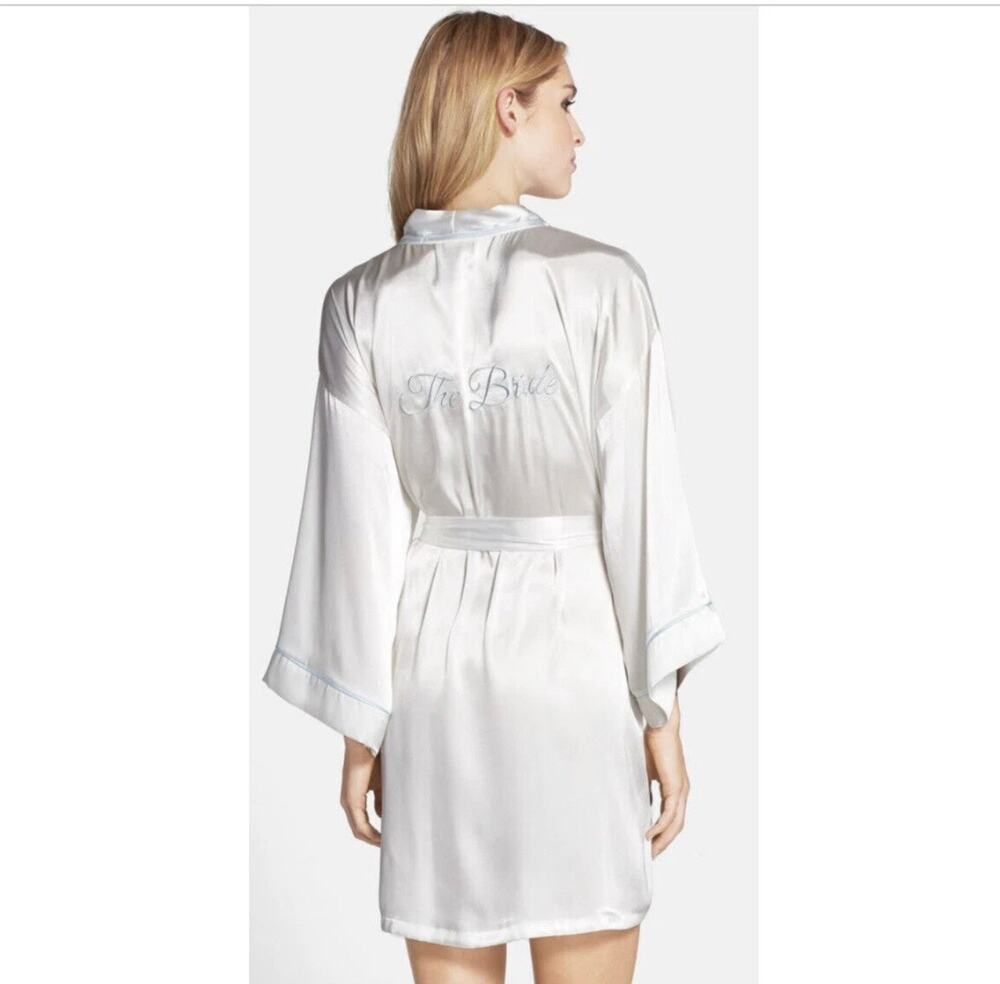 Jonquil 'The Bride' White Satin Embroidered Robe - M